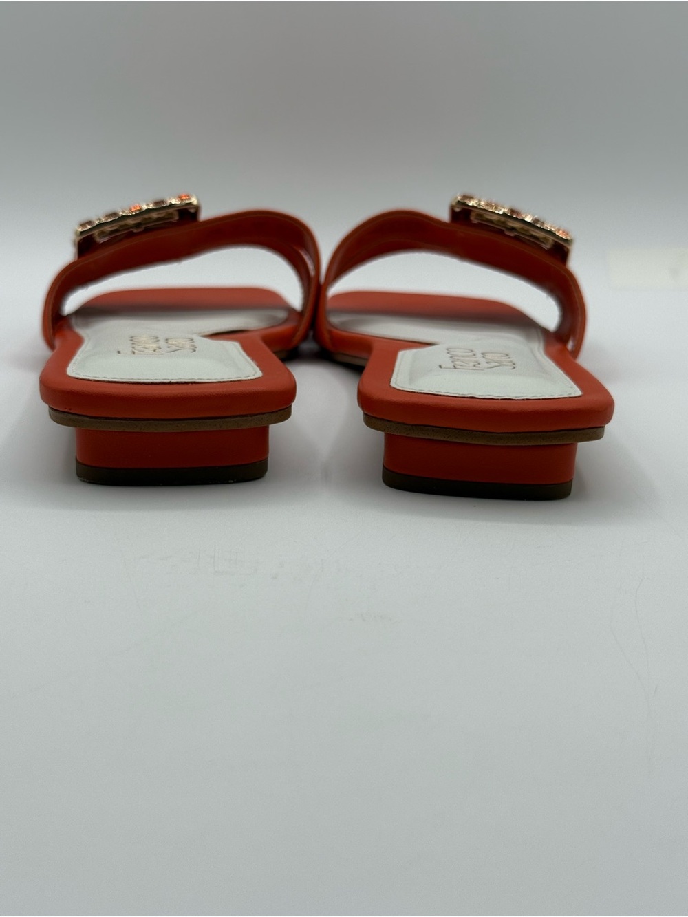 Franco Sarto Nalani Orange Embellished Slide Sandals Square Toe Flat Slip-On - Picture 17 of 17